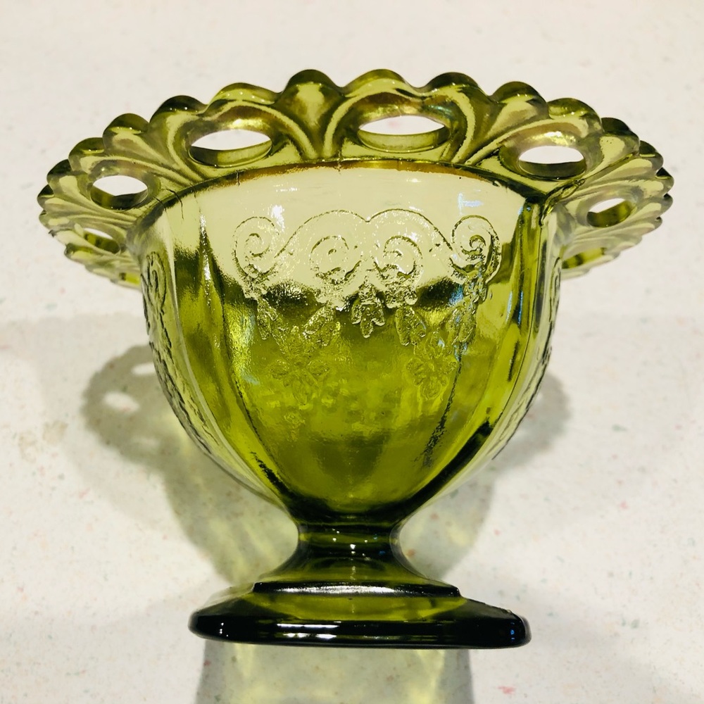 Avocado green MCM  floral or candy dish